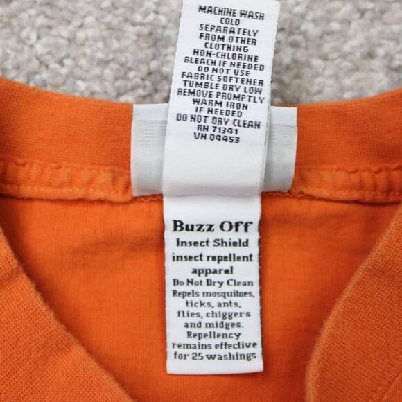 L.L. Bean Buzz Off Shirt Mens Large Orange Insect Shield Cotton Long Sleeve - Picture 9 of 14